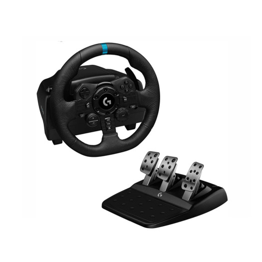 Logitech G923 Racing Wheel and Pedals, TRUEFORCE up to 1000 Hz Force Feedback, Responsive Driving Design, Dual Clutch Launch Control, Genuine Leather Wheel Cover, for PS5, PS4, PC,